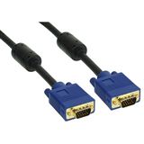 (€15,80*/1m) 0.50m InLine S-VGA Anschlusskabel doppelt geschirmt VGA 15pol Stecker auf VGA 15pol Stecker Schwarz blauer Stecker / vergoldet