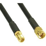 (€1,10*/1m) 20.00m InLine WLAN Verlängerungskabel SMA Stecker auf SMA Buchse Schwarz vergoldet