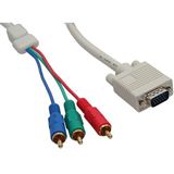 (€2,63*/1m) 3.00m InLine VGA Adapterkabel doppelt geschirmt VGA 15pol Buchse auf 3xCinch Buchse beige blauer Stecker / Ferritkern